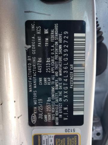 5XXGT4L36LG392729 - 2020 KIA OPTIMA LX SILVER photo 12