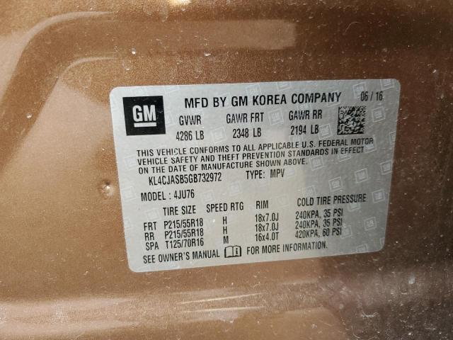 KL4CJASB5GB732972 - 2016 BUICK ENCORE BROWN photo 13