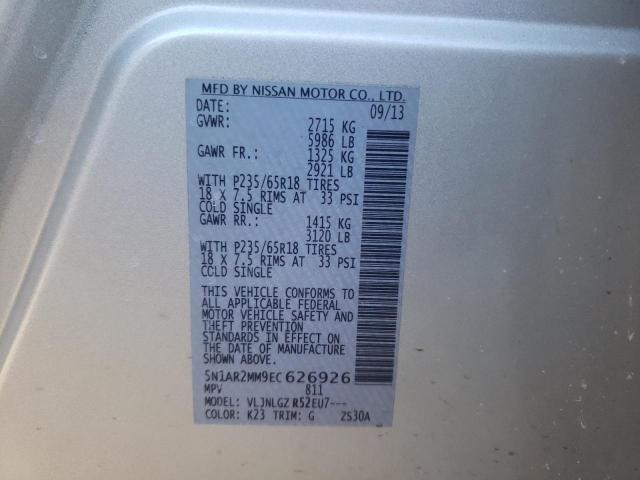 5N1AR2MM9EC626926 - 2014 NISSAN PATHFINDER S SILVER photo 12