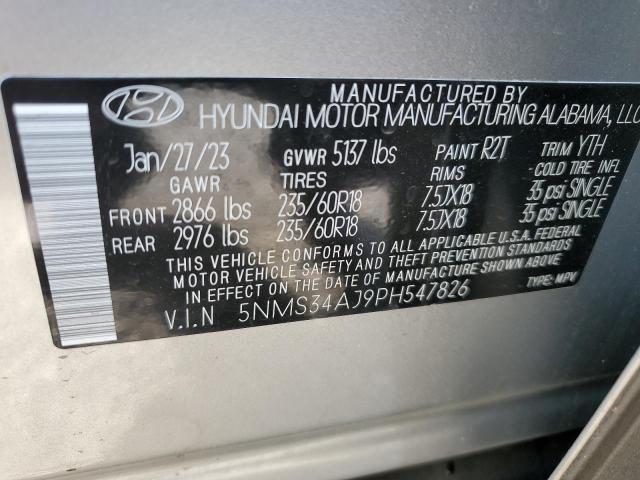 5NMS34AJ9PH547826 - 2023 HYUNDAI SANTA FE SEL PREMIUM SILVER photo 13