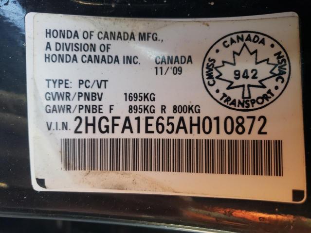 2HGFA1E65AH010872 - 2010 HONDA CIVIC LX-S Siyah fotoğraf 13