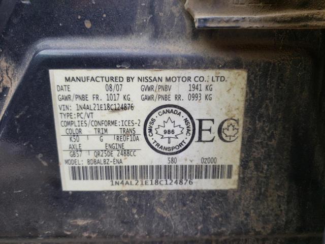 1N4AL21E18C124876 - 2008 NISSAN ALTIMA 2.5 GRAY photo 12