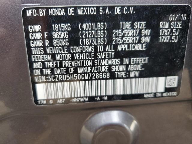 3CZRU5H50GM728668 - 2016 HONDA HR-V EX CHARCOAL photo 12