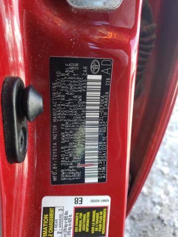 2T1BU4EEXAC418579 - 2010 TOYOTA COROLLA BASE RED photo 13