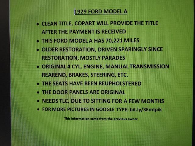 A1473531 - 1929 FORD MODEL A GREEN photo 12