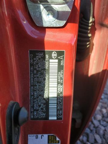 JTDKN3DU7A0229561 - 2010 TOYOTA PRIUS RED photo 12