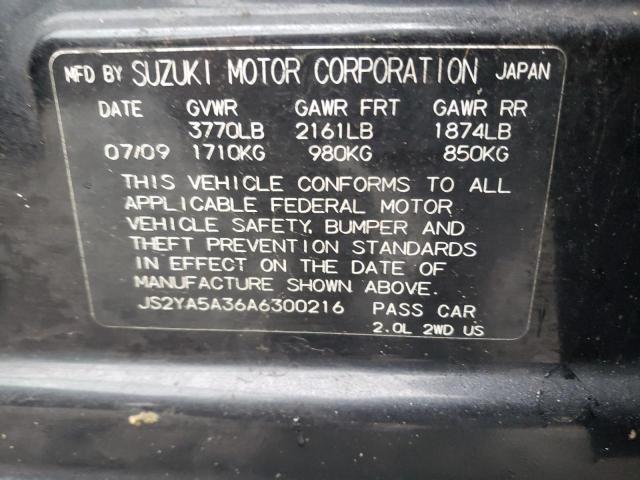 JS2YA5A36A6300216 - 2010 SUZUKI SX4 BLACK photo 13