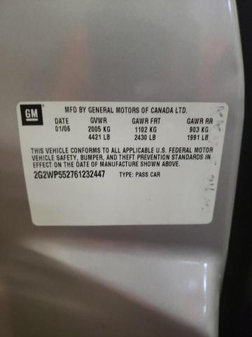 2G2WP552761232447 - 2006 PONTIAC GRAND PRIX SILVER photo 12