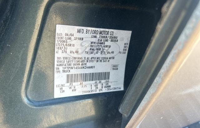 1FTPW14544KD46801 - 2004 FORD F150 SUPERCREW GREEN photo 10