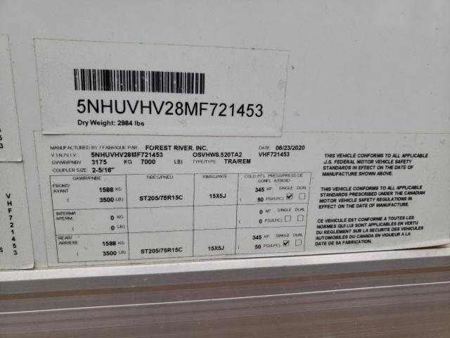 5NHUVHV28MF721453 - 2021 ARO TRAILER WHITE photo 10