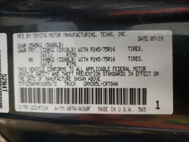 5TFSZ5AN9KX205672 - 2019 TOYOTA TACOMA ACCESS CAB Графитовый фото 12