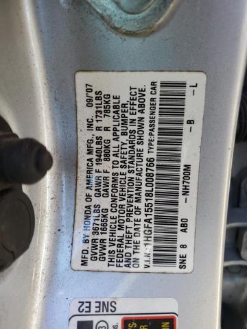 1HGFA15518L008766 - 2008 HONDA CIVIC LX SILVER photo 13