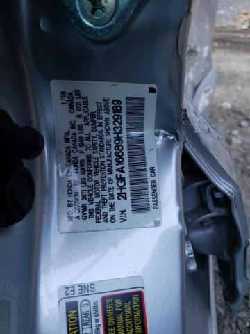 2HGFA16689H329189 - 2009 HONDA CIVIC LX-S 银色 照片 12