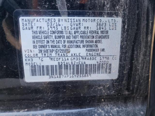 3N1AB7AP1GY255889 - 2016 NISSAN SENTRA S BLACK photo 12