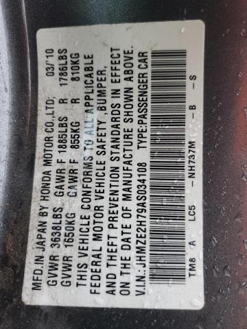 JHMZE2H79AS034108 - 2010 HONDA INSIGHT EX GRAY photo 13