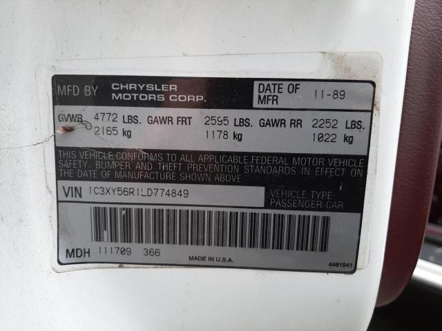 1C3XY56R1LD774849 - 1990 CHRYSLER IMPERIAL თეთრი ფოტო 12