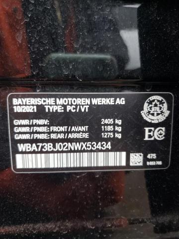 WBA73BJ02NWX53434 - 2022 BMW 540 XI BLACK photo 12