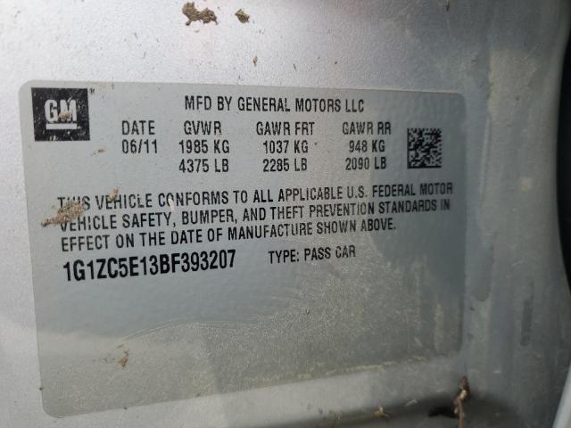 1G1ZC5E13BF393207 - 2011 CHEVROLET MALIBU 1LT 银色 照片 12