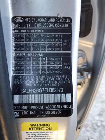 SALFR2BG7EH382373 - 2014 LAND ROVER LR2 HSE SILVER photo 13