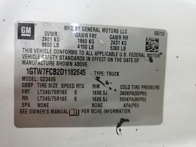 1GTW7FCB2D1182645 - 2013 GMC SAVANA G2500 WHITE photo 10