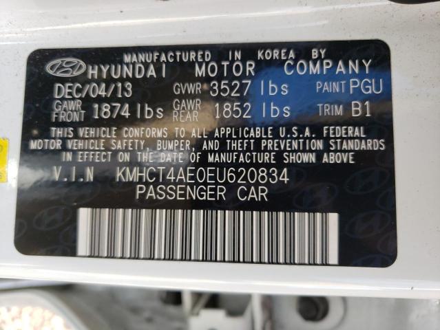 KMHCT4AE0EU620834 - 2014 HYUNDAI ACCENT GLS WHITE photo 12