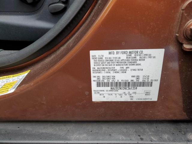 MAJ3S2KE2KC261259 - 2019 FORD ECOSPORT TITANIUM ORANGE photo 13