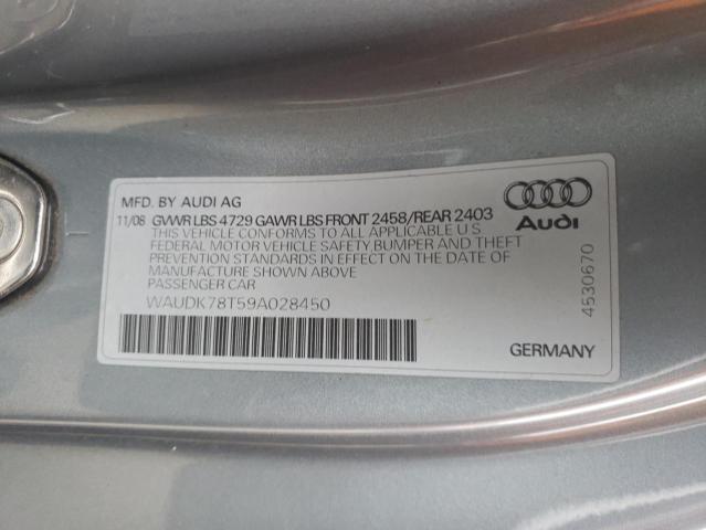 WAUDK78T59A028450 - 2009 AUDI A5 QUATTRO SILVER photo 12