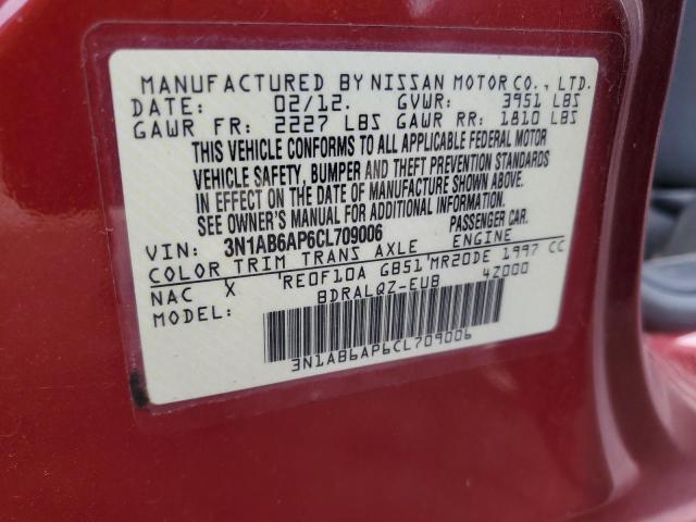 3N1AB6AP6CL709006 - 2012 NISSAN SENTRA 2.0 RED photo 12