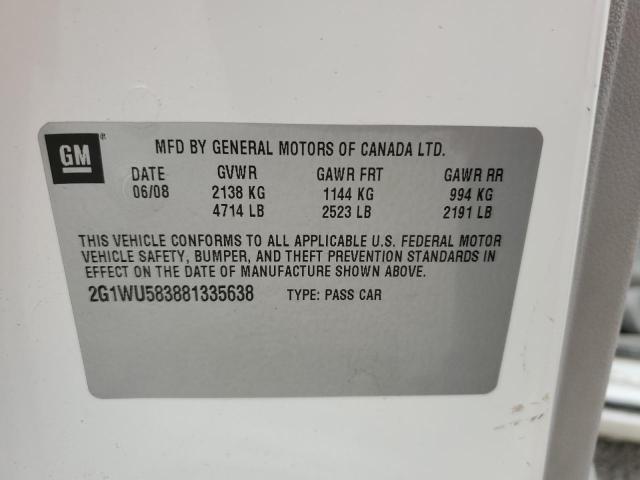 2G1WU583881335638 - 2008 CHEVROLET IMPALA LTZ WHITE photo 12