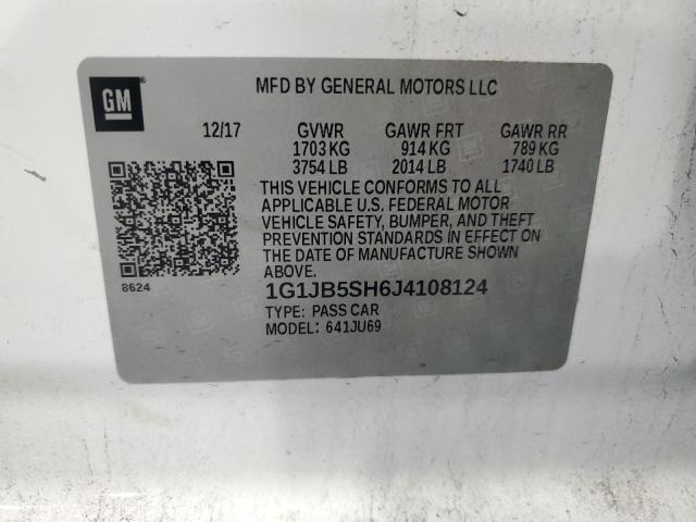 1G1JB5SH6J4108124 - 2018 CHEVROLET SONIC LS WHITE photo 12