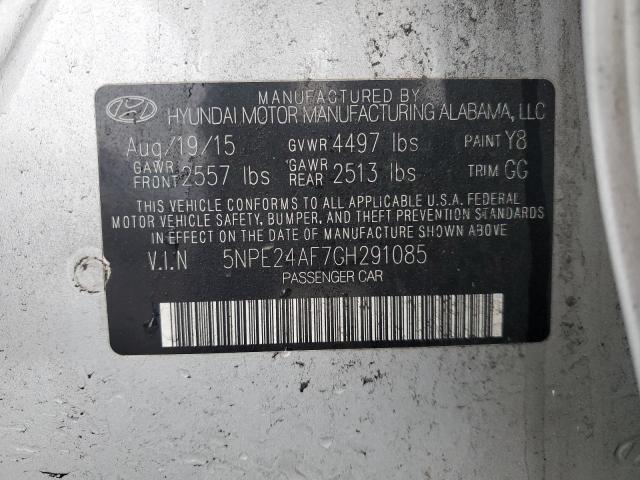 5NPE24AF7GH291085 - 2016 HYUNDAI SONATA SE SILVER photo 12