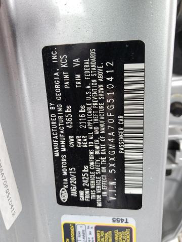 5XXGM4A70FG510412 - 2015 KIA OPTIMA LX SILVER photo 12