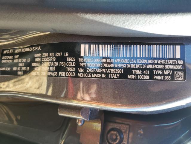 ZASFAKPN7J7B93901 - 2018 ALFA ROMEO STELVIO SPORT Grau Foto 13