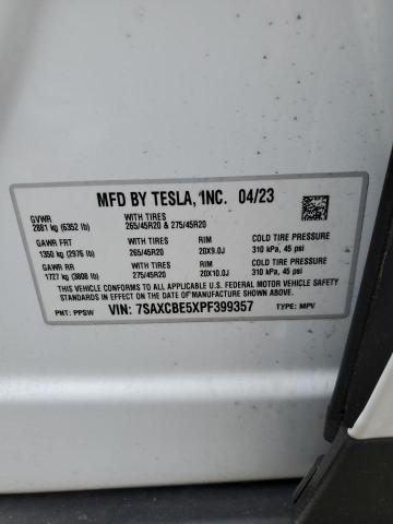 7SAXCBE5XPF399357 - 2023 TESLA MODEL X WHITE photo 13