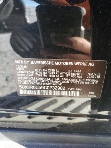 5UXKR0C59G0P32982 - 2016 BMW X5 XDRIVE35I BLACK photo 12
