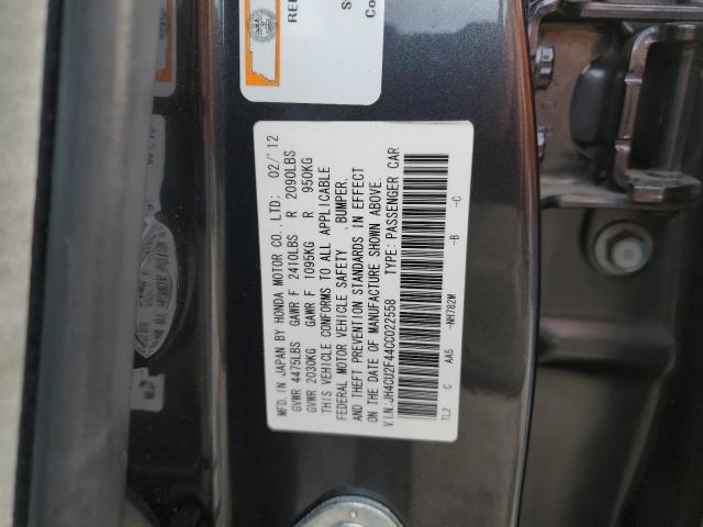 JH4CU2F44CC022558 - 2012 ACURA TSX SILVER photo 12