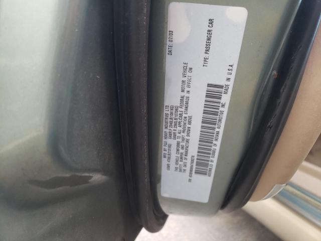 4S3BH806947608276 - 2004 SUBARU LEGACY OUTBACK H6 3.0 LL BEAN GREEN photo 13