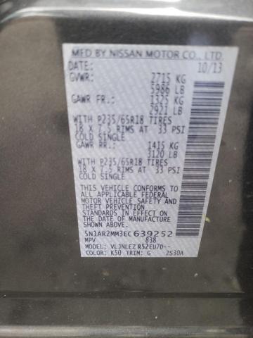 5N1AR2MM3EC639252 - 2014 NISSAN PATHFINDER S GRAY photo 13