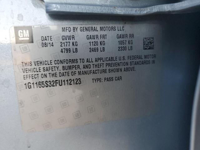 1G1165S32FU112123 - 2015 CHEVROLET IMPALA LTZ SILVER photo 13