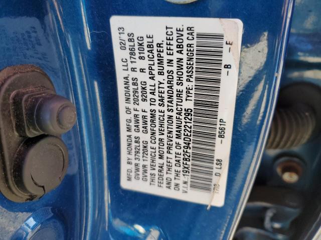 19XFB2F94DE221295 - 2013 HONDA CIVIC EXL Mavi foto 12