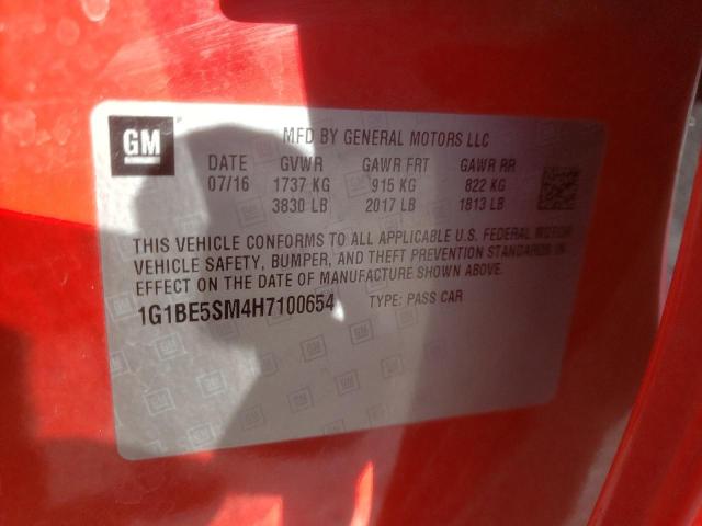 1G1BE5SM4H7100654 - 2017 CHEVROLET CRUZE LT RED photo 13