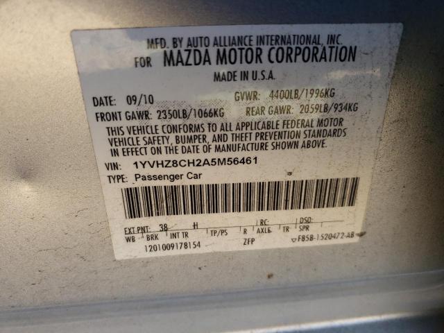 1YVHZ8CH2A5M56461 - 2010 MAZDA 6 I SILVER photo 12