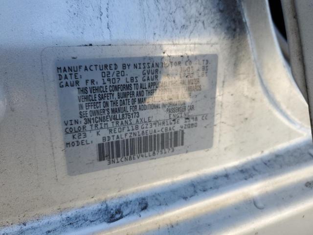 3N1CN8EV4LL875173 - 2020 NISSAN VERSA SV SILVER photo 12