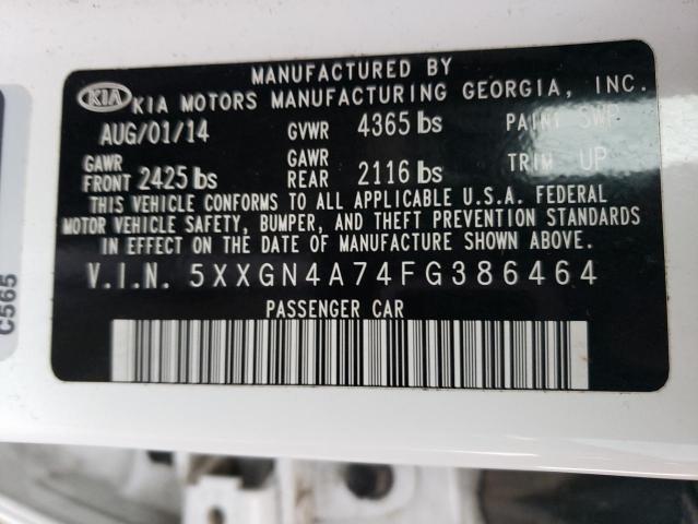 5XXGN4A74FG386464 - 2015 KIA OPTIMA EX WHITE photo 12