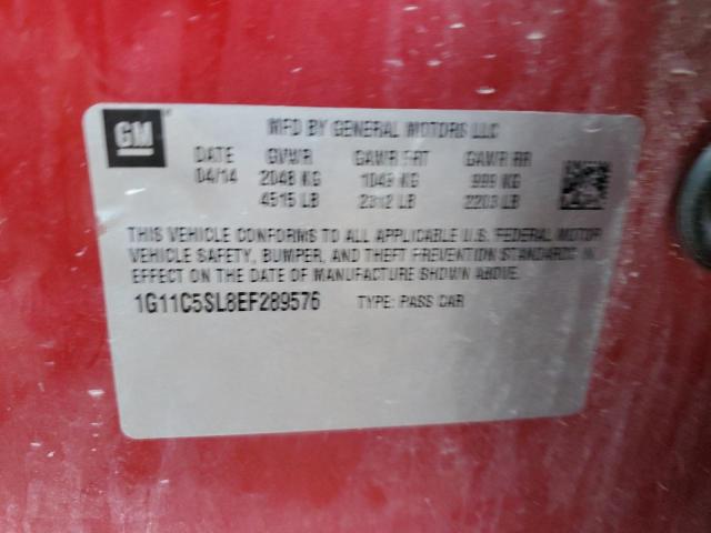 1G11C5SL8EF289576 - 2014 CHEVROLET MALIBU 1LT 红色 照片 12