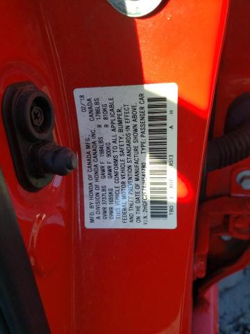 2HGFC2F74JH541780 - 2018 HONDA CIVIC EX RED photo 12