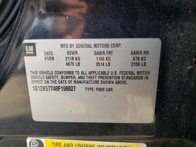 1G1ZK57748F198827 - 2008 CHEVROLET MALIBU LTZ შავი ფოტო 12