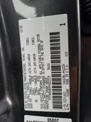 5TFNA5ABXPX022315 - 2023 TOYOTA TUNDRA CREWMAX PLATINUM Grau Foto 12