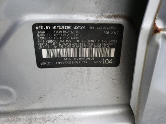 ML32F3FJ5HHF19895 - 2017 MITSUBISHI MIRAGE G4 ES ვერცხლისფერი ფოტო 12