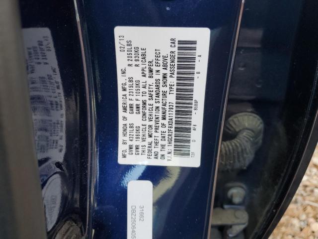 1HGCR2F8XDA117937 - 2013 HONDA ACCORD EXL BLUE photo 12